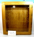 New; oak lock display case w/locking glass door & key; 31 1/2