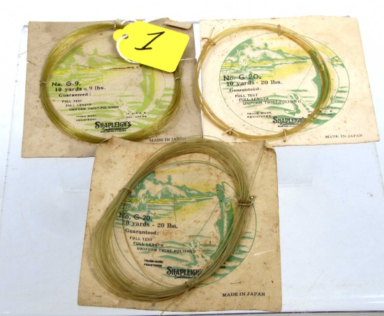 LOT: 3; NOS; Shapleigh fishing line on cards