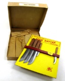 KK; NOS;  “Old Hickory”store butcher knife display; w/32 new knives; No. K432; in original box