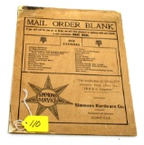 Simmons Hardware; book of mail order blanks