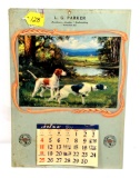 DE; calendar; “L.G. Parker”; Bunceton; Mo. part of pad; 1944