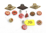 LOT: Shap. DE watch fobs; pencil clips; price pins; pin backs