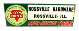 KK; store sign; “Rossville Hardware; Rosdville; Ill.