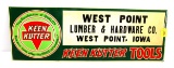 KK; store sign; “West Point Lumber & Hardware Co.” West Point; Iowa