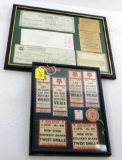 LOT: KK; labels off different tool boxes; framed. KK Store checks; and other KK items; framed