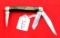 Win. Pocket Knife, 3 Blade, Green Handle