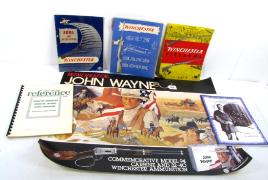 Lot Of 3 Win. Books, 1- 1965 Rem. Referencebook,1- John Wayne Model 94 Commemorative Poster