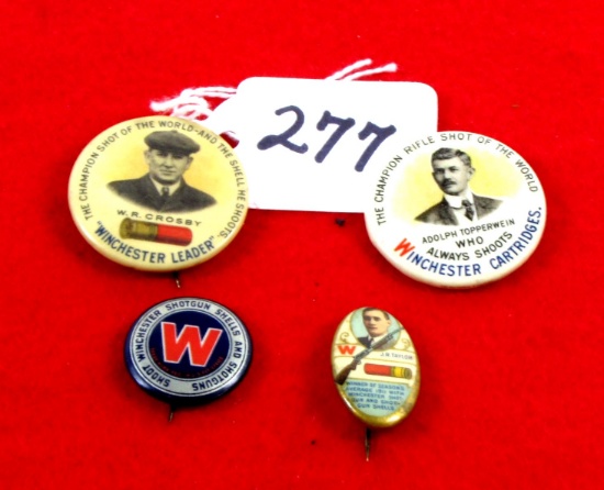 Lot Of Win. Adv. Pinbacks, Adolph Topperwein, W.R. Crosby, J.R. Taylor