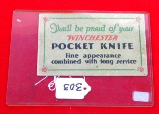 Win. Two Sided Adv. Card, 5 ½ " X 3 ½ ", Pocket Knives, Carving Set