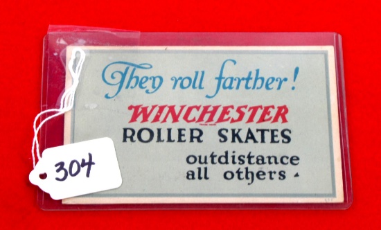 Win. Two Sided Adv. Card, 5 ½ " X 3 ½",roller Skates, Pocket Knives