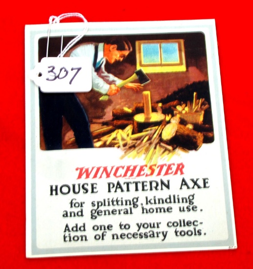 Win. Two Sided Adv. Card, 7" X 5 ½ ",house Pattern Axe, Boys & Girls, Bicycle