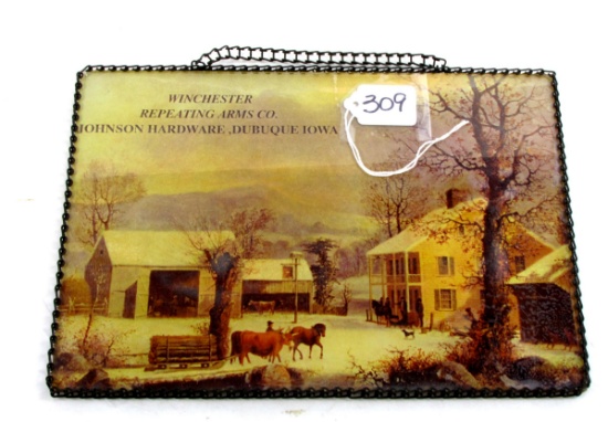 Win. Glass Framed Adv. Wra Co. Johnson Hdwe. Dubuque, Iowa