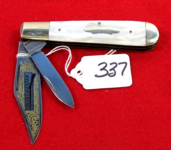 Win. Pocket Knife, 2 Blade, Pearl Handle, Win. Special Engraved