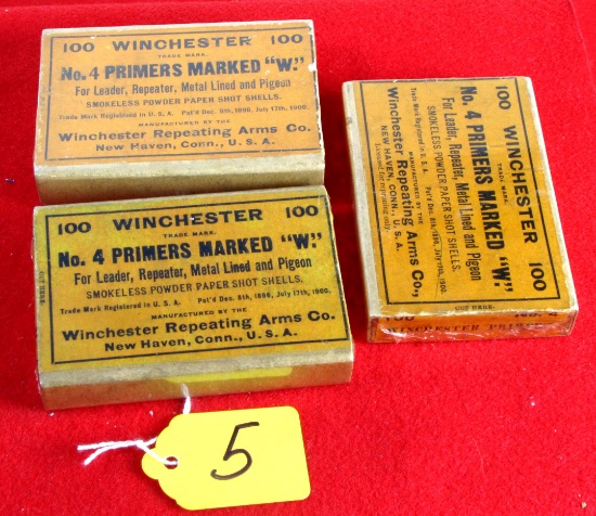 Lot Of Win. 3 Boxes - No.4 Primers Marked "w", Sealed Box's