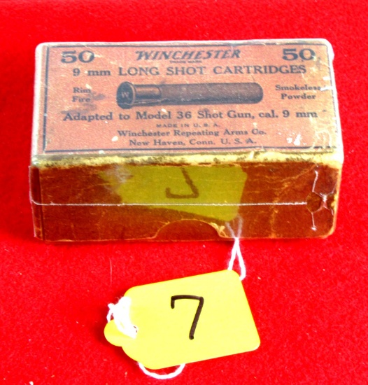 Win. 9mm Long Shot Cartridges, Adapted To Model 36 Shot Gun, Sealed 2 Piece Box