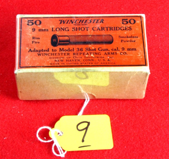 Win. Nos. 9mm Long Shot Cartridges, Adapted To Model 36 Shot Gun, Sealed 2 Piece Box