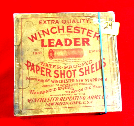 Win. Leader Extra Quality Paper Shot Shells, 1901-primed With The Win. New No. 4 Primer. Super Nice