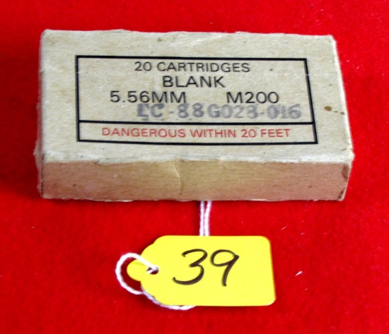 Nos. 20 Blank Cartridges, 5.56mmm200, Full Box Not Opened