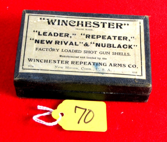 Win. Box Of 5 Win. Shotgun Shells W/windows, "leader" "repeater" "new Rival" "nublac"