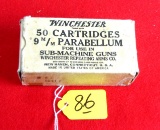 Win. 9mm Parabellum, For Use In Sub-machine Guns, Full Box