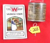 Win. ½ Pint, Red W Brand, Varnish Stain, Golden Oak, No. 2700, Win. Red W Brandbooklet