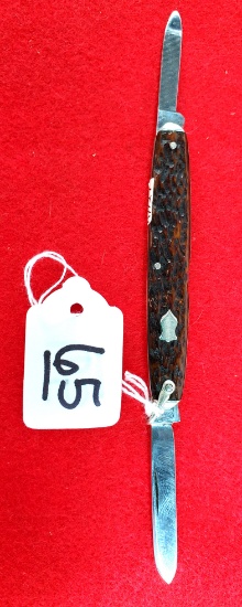 Keen Kutter 1 Blade/1 File Pocketknife (looped) W/stag Handle (#06256f)