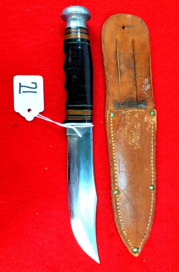 Simmons Hunting Knife (5 5/8" Blade) W/leather Sheath