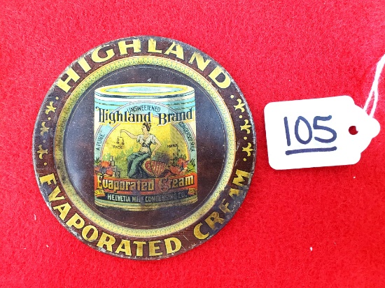 Rare-highland Evaporated Cream Tip Tray-from 1893 World's Fair Highland Was Before "pet Milk"