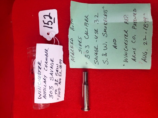 Win Auxillary Chamber Nickel Plated Mkd ".303 Caliber Savage - Use.32 S & W Smokeless" (2 Lines) Sca
