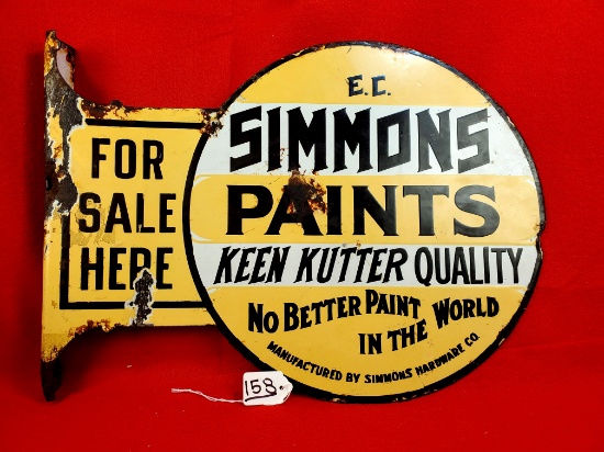 Keen Kutter Porcelain Double Sided Flanged Paint Sign 18 ½" X 13 ½" Normal Chips