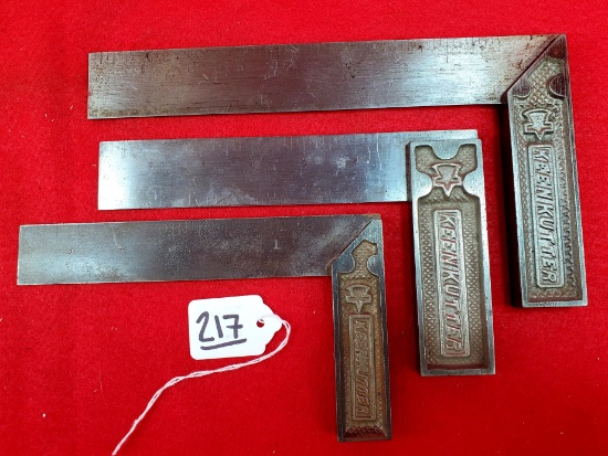 Lot Of 3 Keen Kutter Square Tri And Mitter W/ Cast Iron Handle; Ec Simmons Keen Kutter Try Square Me