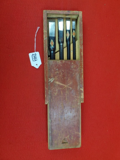 Shapleigh Diamond Edge Offset Chisel Set Of 4 With Original Box