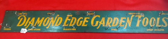 Diamond Edge Garden Tools 1950's Display Rack; 4" Long; Green And Orange