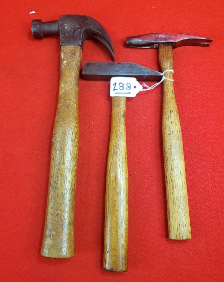 Lot Of 3; Ec Simmons Kk Tinners Hammer Original Hammer; Kk Magnetic Tack Hammer W/claw; Ec Simmons K