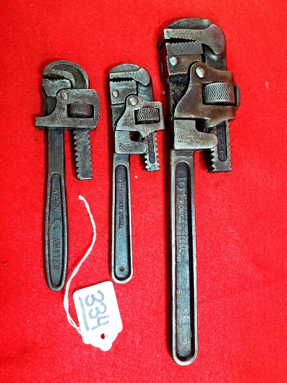 Lot Of 3; Kk 6" Pipe Wrench; Kk 6" Pipe Wrench W/2 Markings; Kk 10" Pipe Wrench W/2 Markings