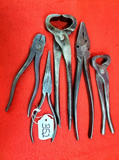 Lot Of 5 Keen Kutter Needle Nose Pliers; Kronk Pliers; Bullnose Wire Cutters