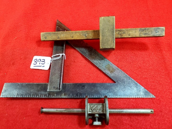 Lot Of 3 Ec Simmons Kk Miter 10" Four Square; Marking Gauges