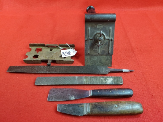Lot Of 6 Keen Kutter Floor Scraper; 2 Files; Saw Set 2 Chisels