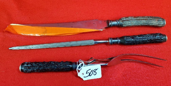 Shapleigh Diamond Edge 3 Piece Carving Set Sterling Silver Band