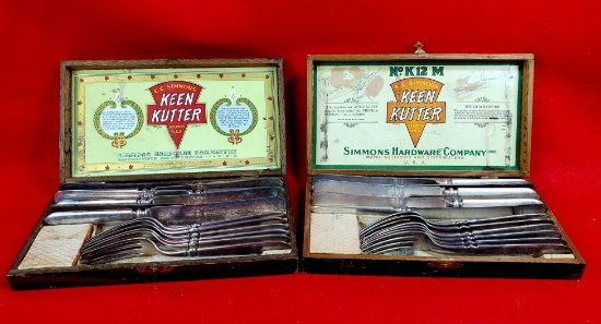 Lot Of 2 Ec Simmons Keen Kutter Silverware In Wood Box