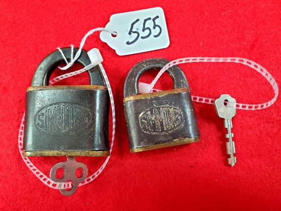 Lot Of 2; Ec Simmons Brass/steel Padlock Both With Keys