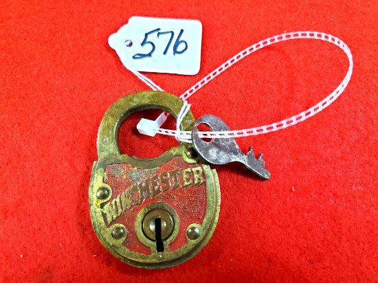 Winchester Brass/enamel Padlock W/key