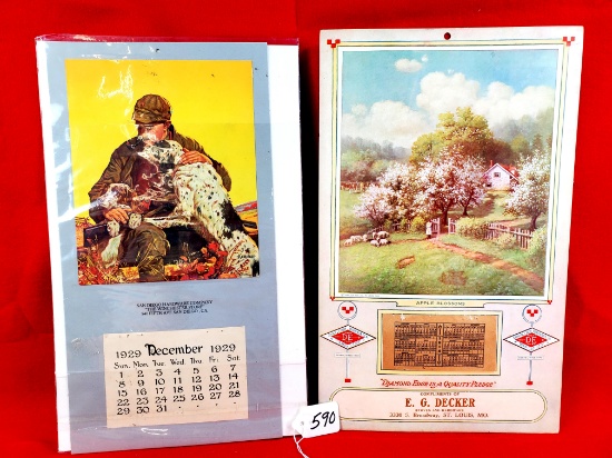 Lot Of 2; 1929 "the Winchester Store" Calendar; Shapleigh Diamond Edge 1914 Calendar