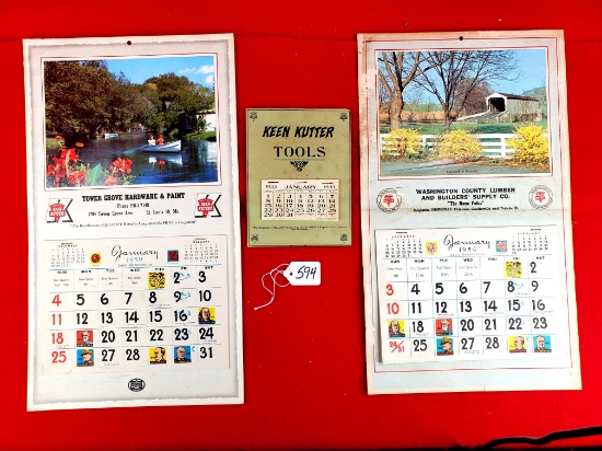Lot Of 3; Shapleigh Keen Kutter 1959 Calendar; Keen Kutter 1954 Calendar; 1933 Keen Kutter Tools Cal