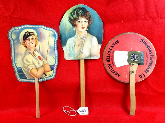 Lot Of 3; Keen Kutter World's Fair Fan; Ec Simmons Kk Fans (2)