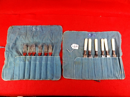 Ec Simmons Kk 6 Knives And 6 Forks; Mop Handles Sterling