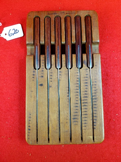 Shapleigh Kk Steak Knives Set Of 6 W/wood Holding Rack