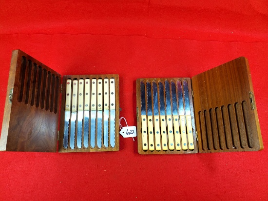 Lot Of 2; Ec Simmons Steak Knives Set Of 8 In Wooden Case