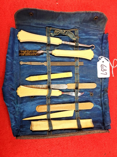 Shapleigh Manicure Set In Case; Satin Lined; 12 Pcs