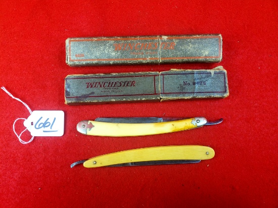 Lot Of 2; Winchester #8525 Straight Razor; Winchester #8529 Straight Razor Both In Boxes